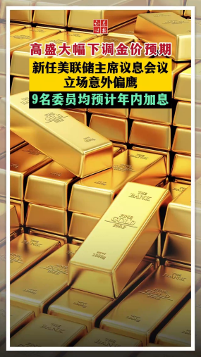 高盛大幅下调金价预期 新任美联储主席议息会议立场意外偏鹰 9名委员均预计年内加息