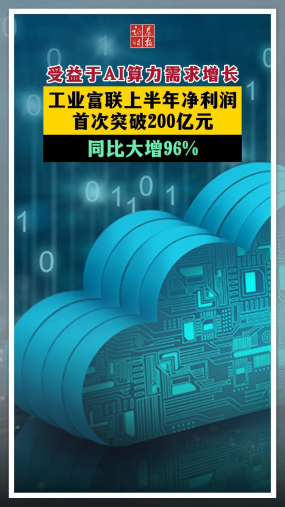 受益于AI算力需求增长 工业富联上半年净利润 首次突破200亿元 同比大增96%