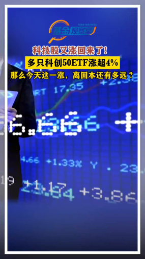 科技股又涨回来了！多只科创50ETF涨超4% 那么今天这一涨，离回本还有多远？