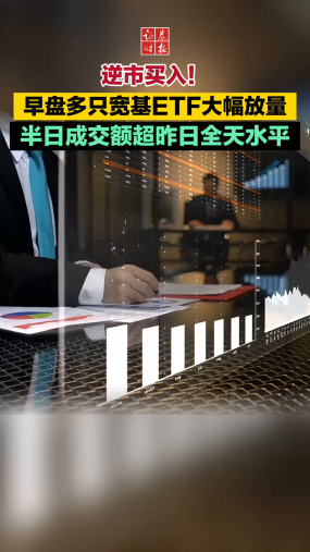 逆市买入！早盘多只宽基ETF大幅放量 半日成交额超昨日全天水平